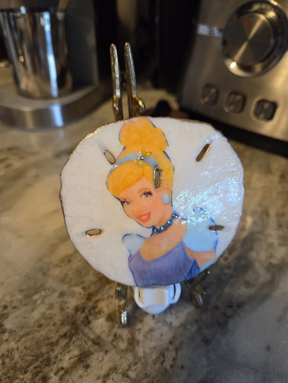 Handcrafted Sand Dollar Nite Light Cinderella Design